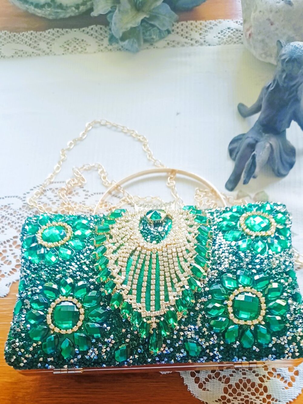 Dazzling Emerald Green Rhinestone Evening (Formal) Clutch
